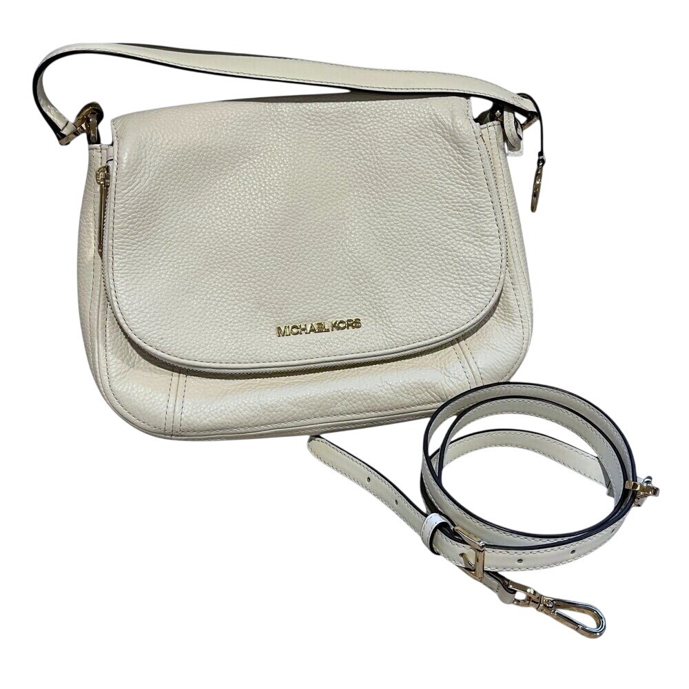 Michael Kors Bedford Leather Crossbody Bag‎ White Preppy Capsule Neutral